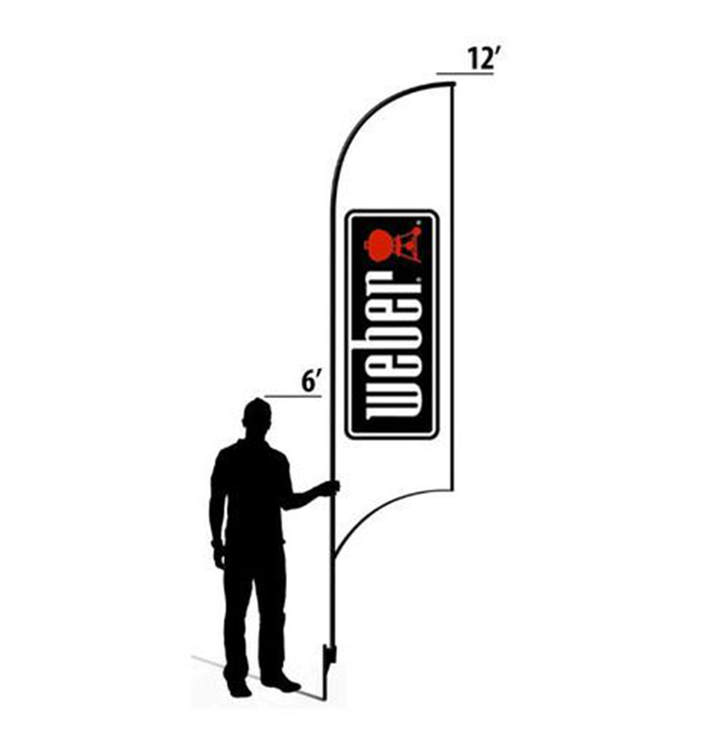 12' Weber White Logo text AdverSail Flag