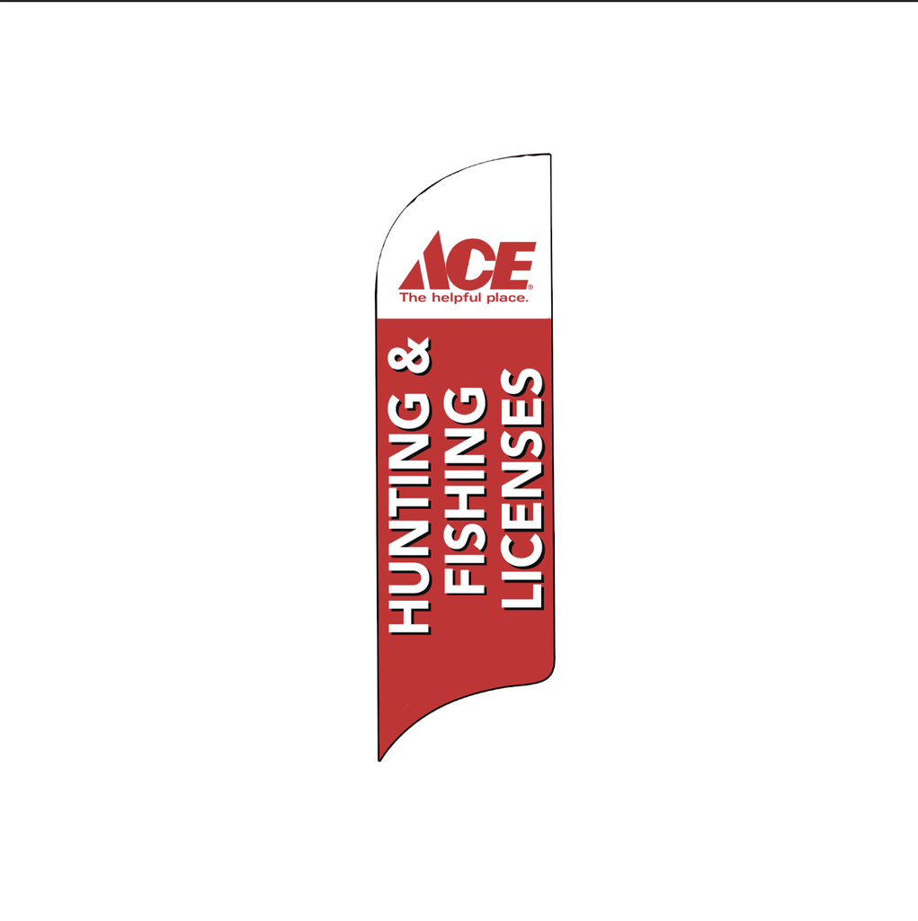 12' Ace Hardware Red Hunting & Fishing Licenses AdverSail Flag